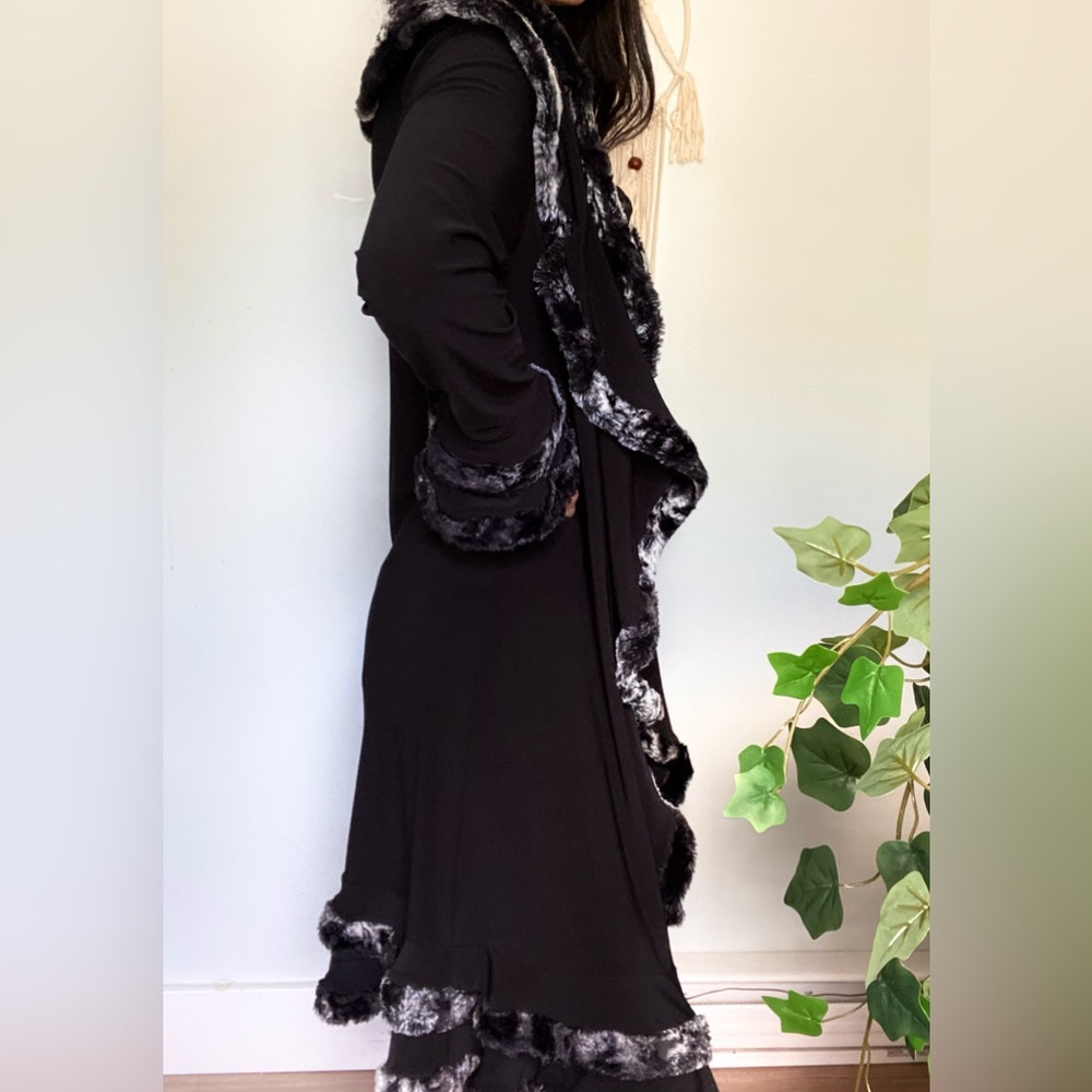 Vintage Joseph Ribkoff black draped ruffled duster - Picture 2 of 10